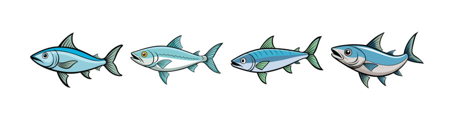 Set of Dynamic Indo-Pacific Tarpon in Vibrant Art