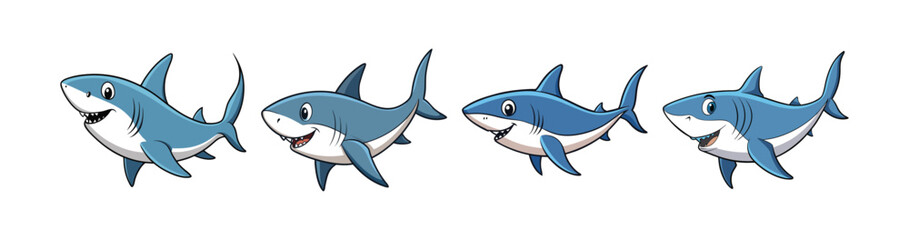 Set of  Mako Shark Stunning Colorful Illustration of a Predator