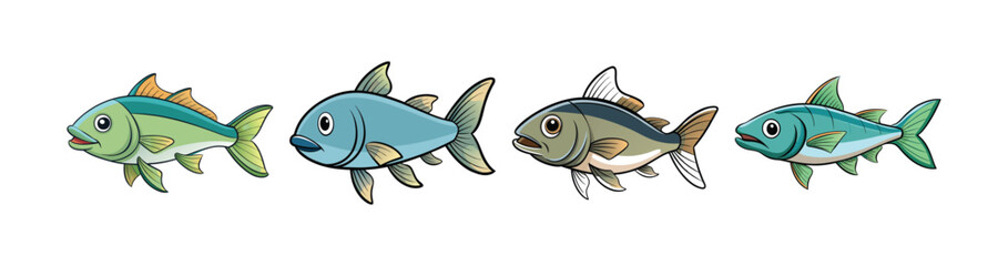 Set of  Unique Manefish Realistic Illustration with Vibrant Details