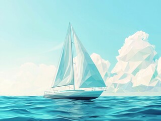 Fototapeta premium Low Poly Sailboat