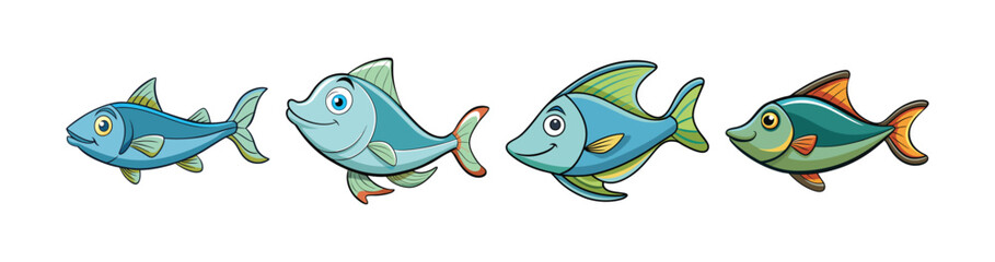 Set of Realistic Skate Fish Illustration with Marine Features