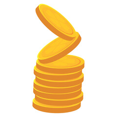 Stack of shiny golden lucky coins. Vector