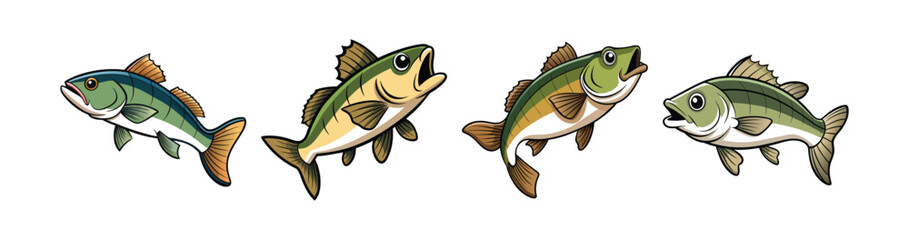 Fototapeta premium Set of Colorful Warping Bass Illustration with Realistic Features