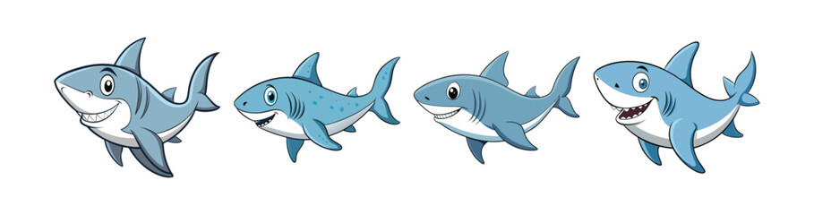 Set of Colorful Warty Shark Illustration with Realistic Features