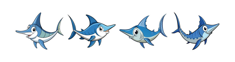 Set of Realistic Warty Swordfish Illustration with Vibrant Colors