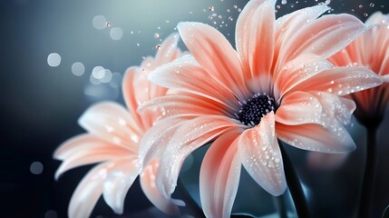 Fototapeta premium White gerbera daisies on a bokeh background