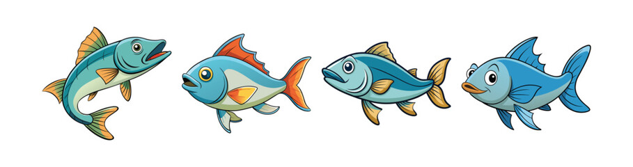 Set of Stunning Watersurge Fish Illustration with Realistic Detail