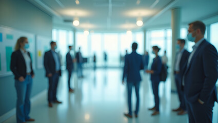 Social Distancing for Health Awareness: Community Responsibility and Workplace Safety Measures Against COVID-19 - Stock Photo Concept with Empty Space