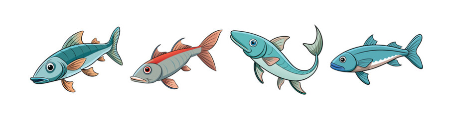Set of Colorful Weavefish Illustration with Realistic Features