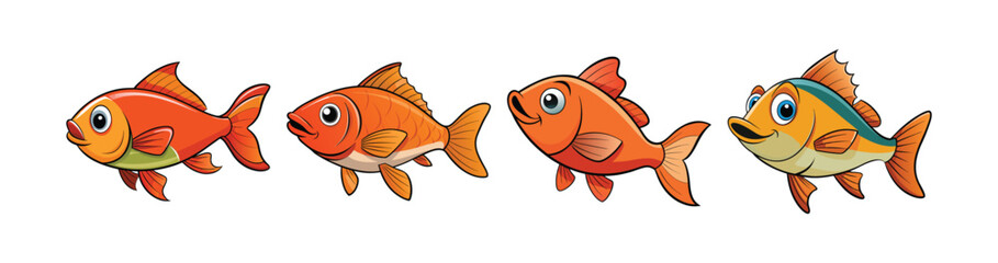 Set of Colorful Wethead Fish Illustration with Realistic Features