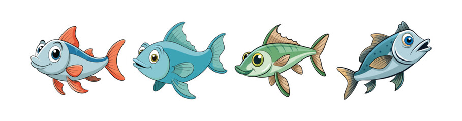 Set of  Whisperfish Realistic Illustration with Bright Colors