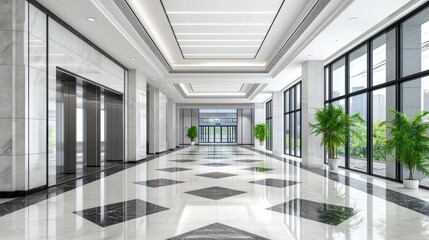 Obraz premium Elevator safety in steel vertical lifts modern lobby design urban environment interior viewpoint