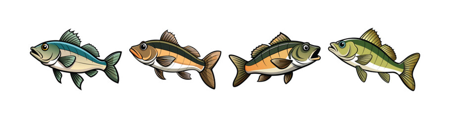 Set of Stunning Wingshadow Bass Fish Colorful Design