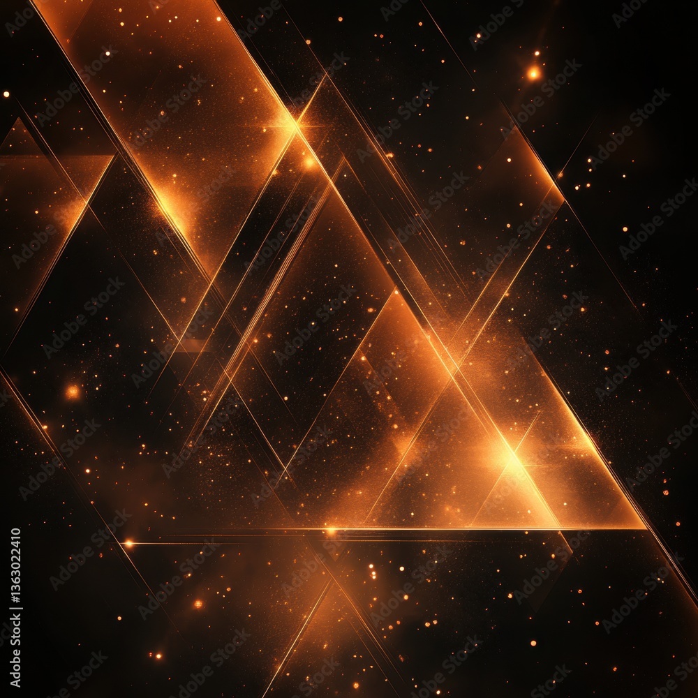 Aufkleber geometric precision in golden hues abstract sparkle design with a dark background creates a visual s
