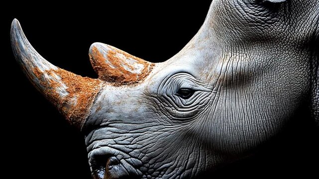 Close-up portrait of a white rhinoceros, wildlife, conservation