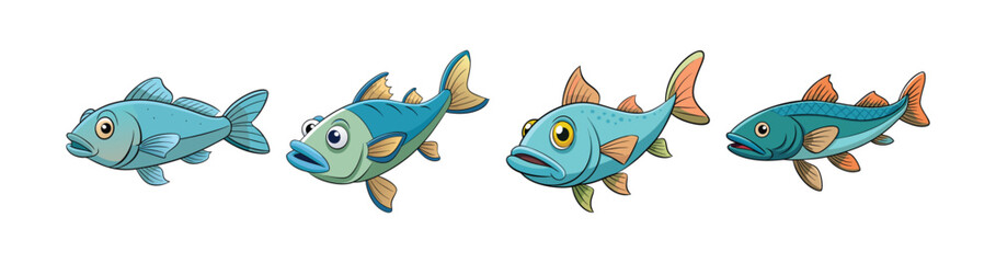 Set of Lifelike Wispfish Fish Realistic Color Art