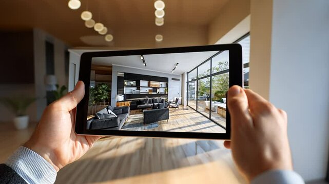 Virtual Tour Experience, Exploring Modern Home Design on a Tablet