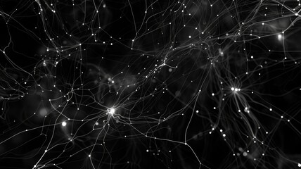 Fototapeta premium Abstract picture of colorful particle with sparkle electric style design connect become structure of energy represent connection of neuron in brain or atom between space with mysterious scene. AIG53.