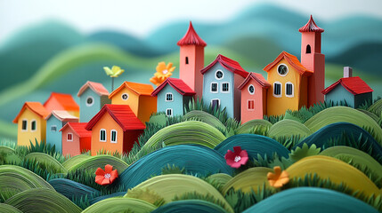 A vibrant and dynamic paper art creation, bursting with a spectrum of colors. This striking artwork features layers of vividly colored paper, intricately folded, cut, and arranged to form a lively