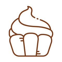 Cupcake with frosting icon. Vector