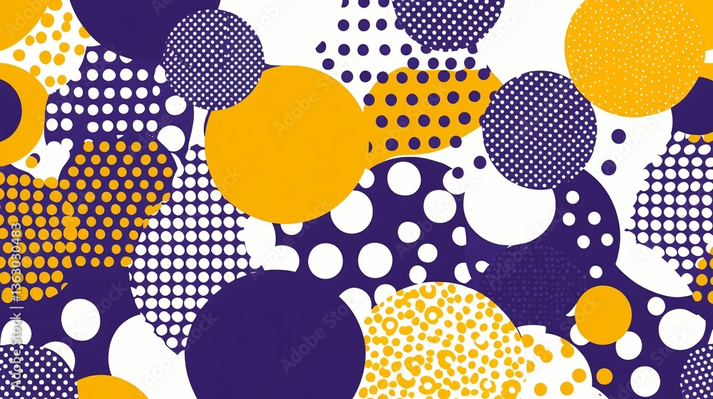 Poster abstract seamless pattern of vibrant circles. contrasting textures & colors create visual interest