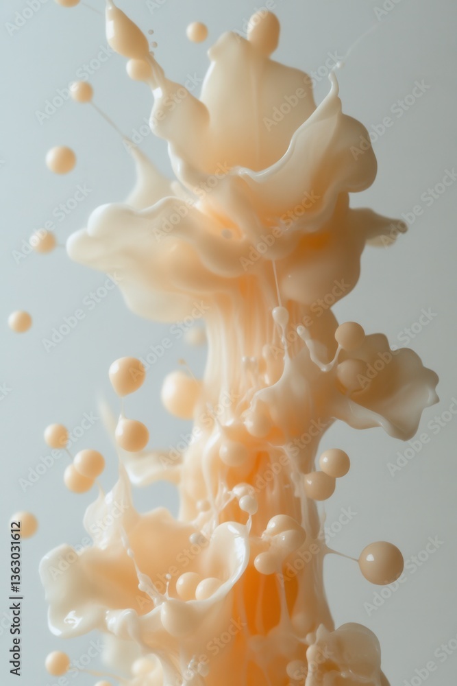 Aufkleber abstract fluid sculpture in creamy peach tones capturing dynamic movement and smooth texture on ligh
