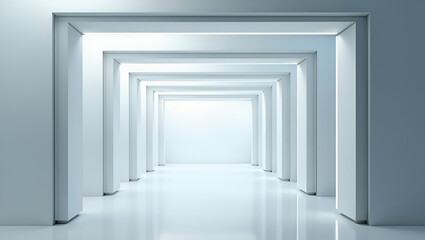 Overlapping Rectangular Frames with Discrete Data Nodes: A Minimal Futuristic Tech Concept for Modern Branding in Photo Stock with Ample White Space