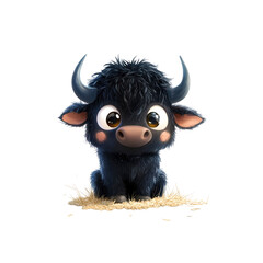Naklejka premium Adorable Baby Yak Cartoon Illustration