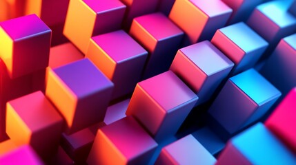 Fototapeta premium Colorful cubes abstract background, digital art, technology