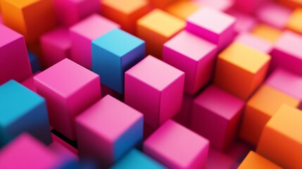 Obraz premium Colorful 3D cubes abstract background, digital art, website banner