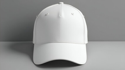 Blank white cap placed on head ready for branding illustrating customizable apparel and promotional merchandise in marketing context. concept as Blank white cap placed on head ready for branding illus