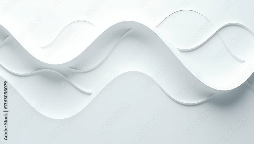 Poster futuristic tile identity concept: flat compose of interlaced wave frequencies and minimal shapes wit
