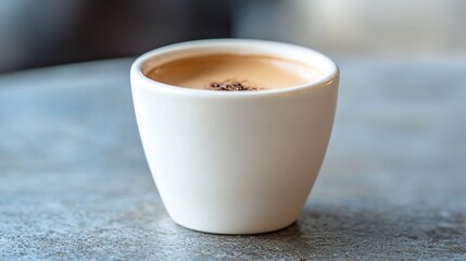 Espresso shot crema served in a small white cup