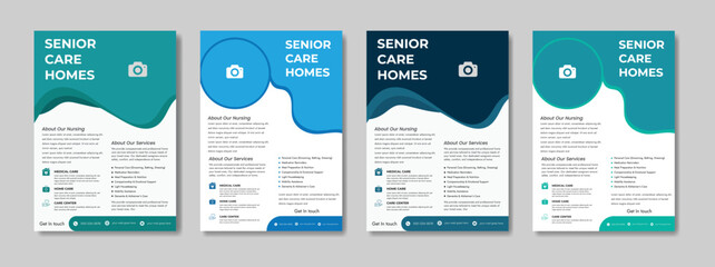 senior care best service flyer, care center flyer template, senior care flyer template, home care service flyer, medical charity flyer template with brochure creative layout shape