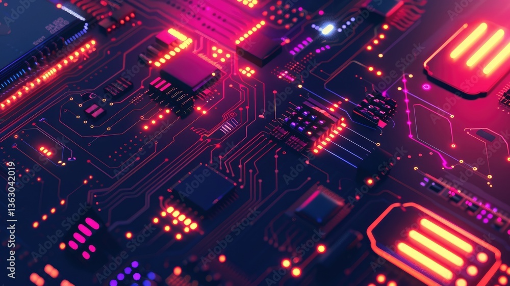 Poster this abstract graphic design features vibrant embedded computing elements, showcasing a modern circu
