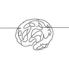 Human brain single-line art creatively illustrates the complexity of the mind using a single, continuous stroke, symbolizing intelligence and creativity in a minimalist form.