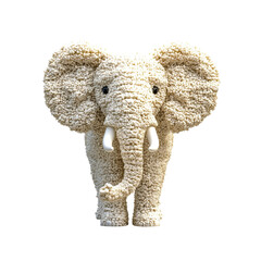 Adorable Fluffy Elephant Figurine - Cute Cream-Colored Elephant Toy