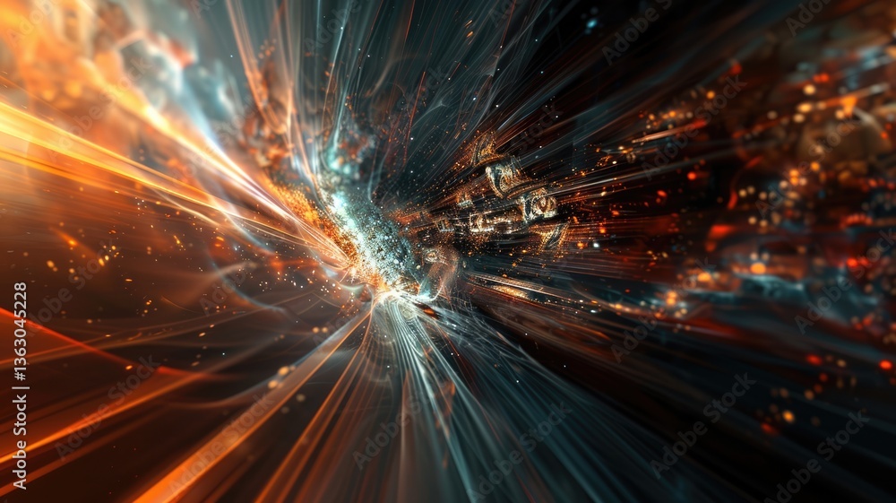 Poster abstract of digital shape or line and technological cyber style particle design connect in surreal e