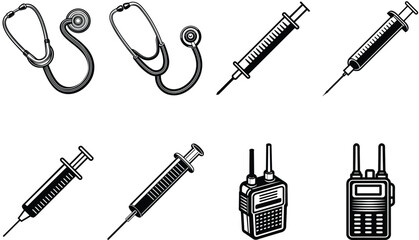Obraz premium Vector illustration of a set of nurse equipment 