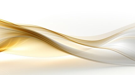 A digital abstract image depicting flowing golden and white curves