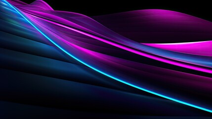 Abstract Waves Of Colored Lines And Strips On Black