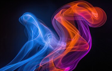 Vibrant colorful smoke gently swirling with various artistic lighting