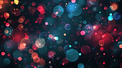Colorful bokeh effect with various sized circular light particles