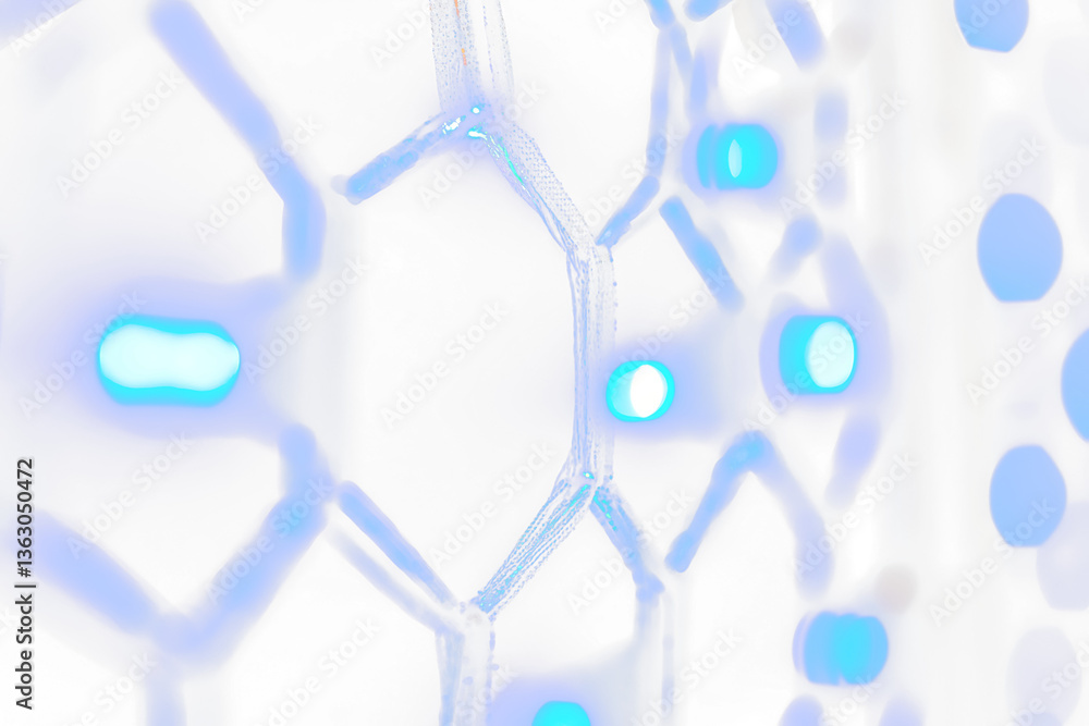 Poster Abstract blue hexagonal light grid pattern.