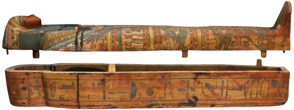 Ankh Khonsu mummy shrine historic artifact Egypt pharaoh, side view