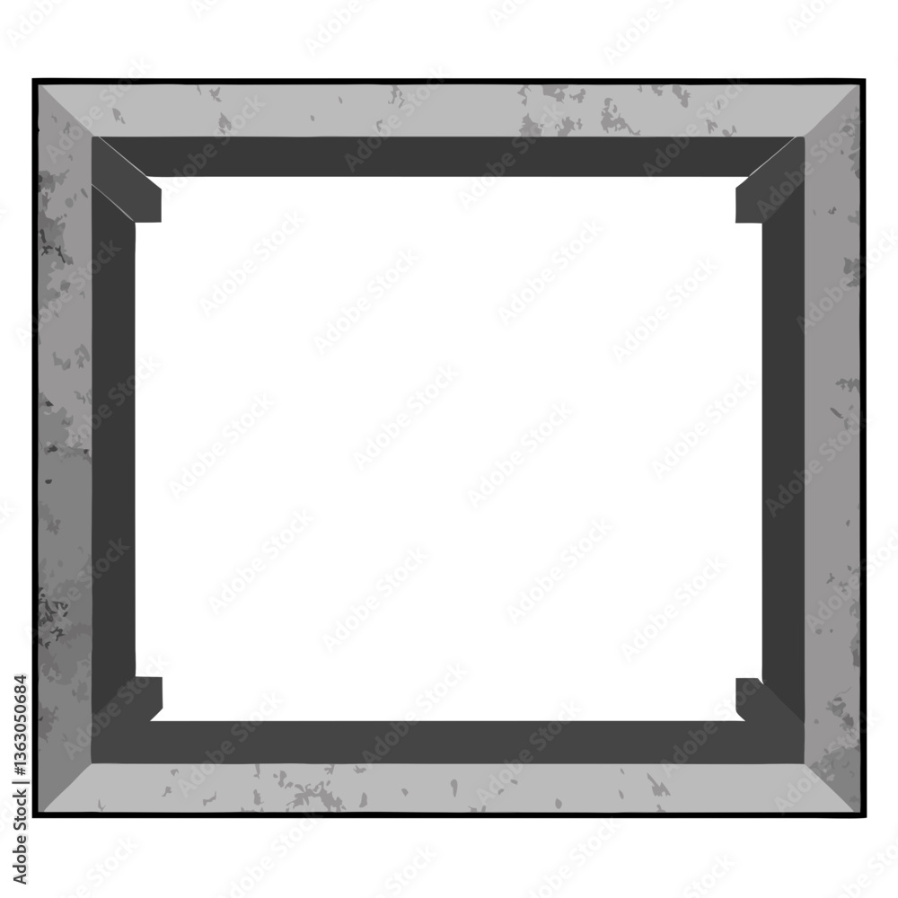 Poster stone frame: a weathered, gray stone frame stands in stark simplicity, inviting attention with its t