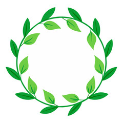 Green Wreath: A captivating image presents a verdant, circular wreath crafted from lush, green leaves and slender stems, symbolizing harmony and environmental consciousness.