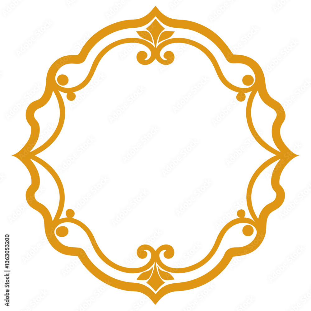 Poster an ornate golden frame with a delicate and symmetrical design, perfect for adding a touch of eleganc