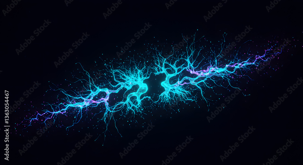 Poster electric symphony: a dynamic display of energy, capturing the vibrant glow of electric arcs against 