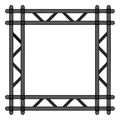 a square metal structure with detailed cross bracing, vector illustration
